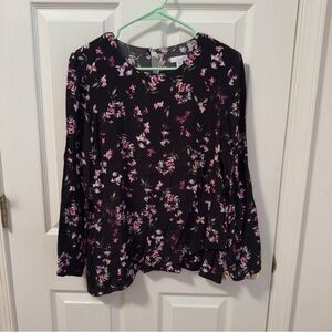 J‎ Jill Floral Black and Pink Women's Top